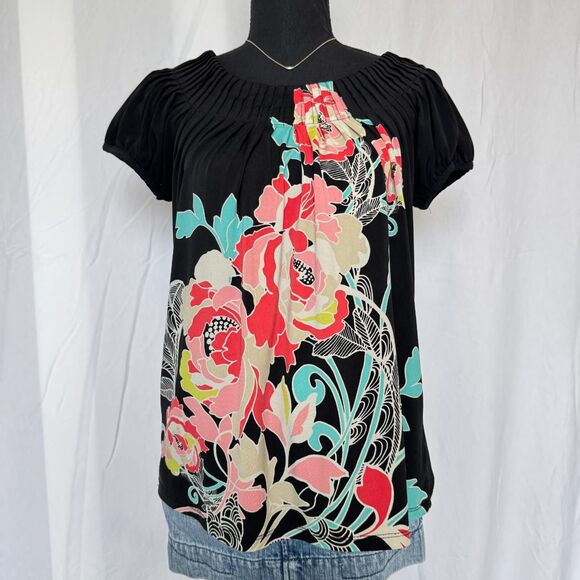 Vintage Style & Co Top \ Y2K 2000s Retro Floral Off-The-Shoulder Blouse - Picture 3 of 8